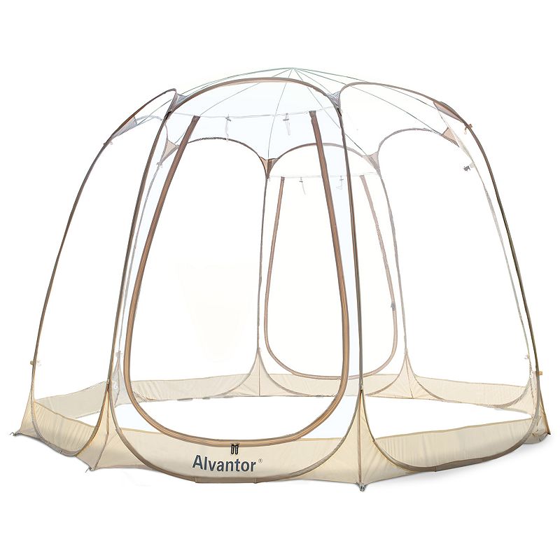 Alvantor Pop-Up Bubble Tent Transparent Gazebo, Beig/Green, 12X12 Ft