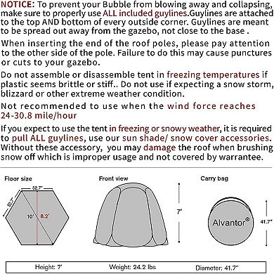 Alvantor Pop-Up Bubble Tent Transparent Gazebo