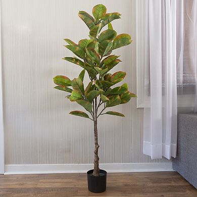Pure Garden Artificial Ficus Rubber Plant Floor Decor