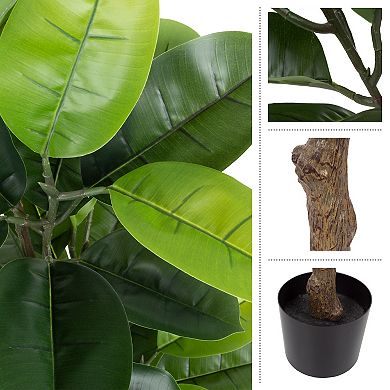 Pure Garden Artificial Ficus Rubber Plant Floor Decor