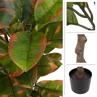Pure Garden Artificial Ficus Rubber Plant Floor Decor