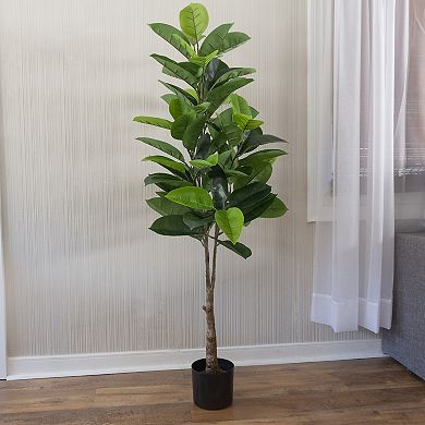 Pure Garden Artificial Ficus Rubber Plant Floor Decor