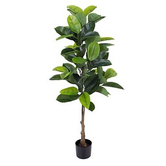 Pure Garden Artificial Ficus Rubber Plant Floor Decor