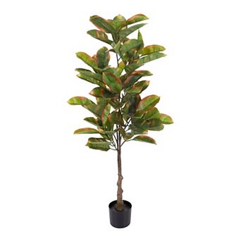 Pure Garden Artificial Ficus Rubber Plant Floor Decor