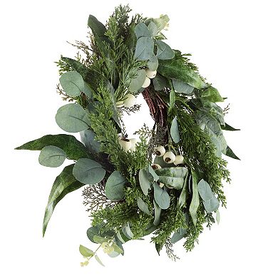 Pure Garden Artificial Eucalyptus Wreath