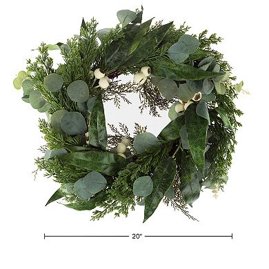 Pure Garden Artificial Eucalyptus Wreath