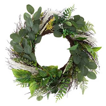Pure Garden Sweet Anne Artificial Eucalyptus Wreath