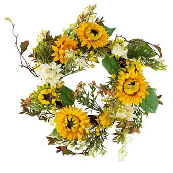 Pure Garden Artificial Sunflower Wreath
