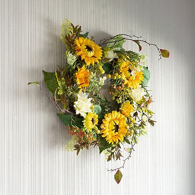 Pure Garden Artificial Sunflower Wreath