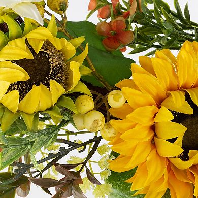 Pure Garden Artificial Sunflower Wreath