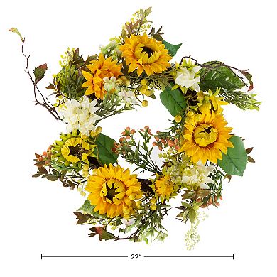 Pure Garden Artificial Sunflower Wreath
