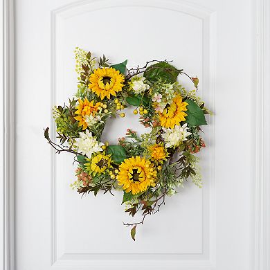 Pure Garden Artificial Sunflower Wreath
