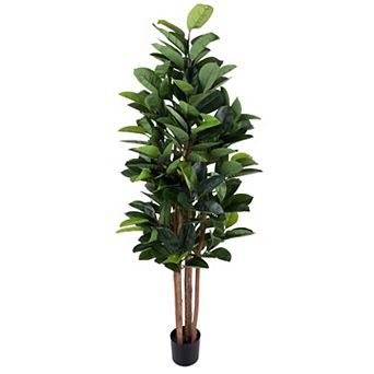 Pure Garden Artificial Rubber Leaf Tree Plant Floor Decor