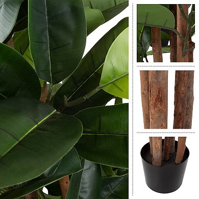 Pure Garden Artificial Rubber Leaf Tree Plant Floor Decor