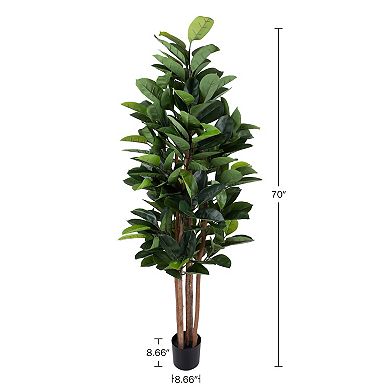 Pure Garden Artificial Rubber Leaf Tree Plant Floor Decor