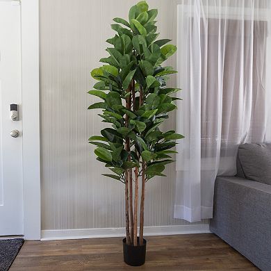 Pure Garden Artificial Rubber Leaf Tree Plant Floor Decor