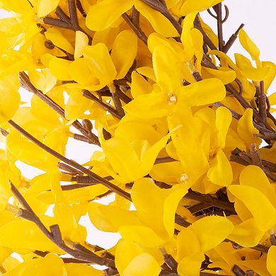 Pure Garden Artificial Yellow Forsythia Wreath