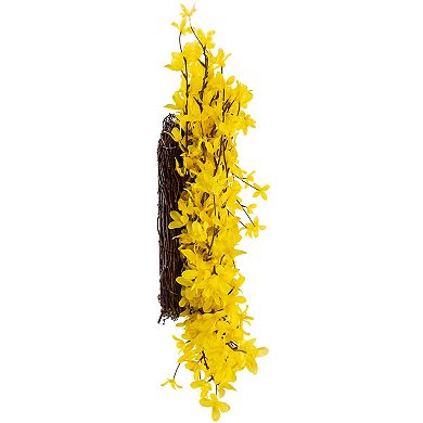 Pure Garden Artificial Yellow Forsythia Wreath