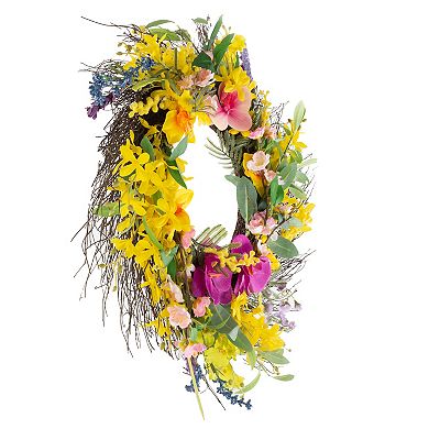 Pure Garden Artificial Daisy Lavender Wreath