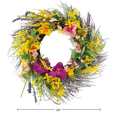 Pure Garden Artificial Daisy Lavender Wreath