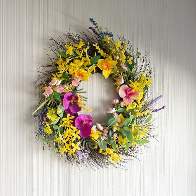 Pure Garden Artificial Daisy Lavender Wreath