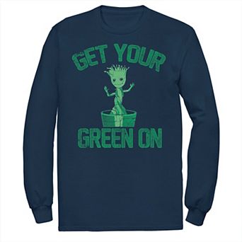 Big & Tall Marvel Groot Guardians of Galaxy St. Paddys Long Sleeve Tee