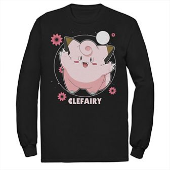Big & Tall Pokémon Clefairy Dance Pink Flowers Long Sleeve Tee
