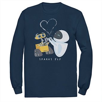 Big & Tall Disney Pixar Wall-E And Eve Sparks Fly Portrait Long Sleeve Tee
