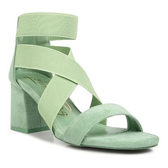 London Rag Women's Elastic Strappy Block Heel Sandals