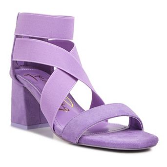 London Rag Women's Elastic Strappy Block Heel Sandals