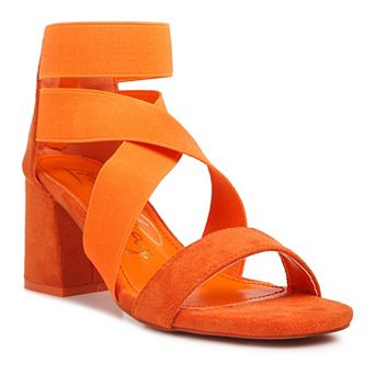 London Rag Women's Elastic Strappy Block Heel Sandals