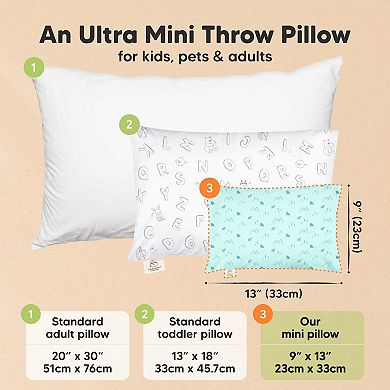 Keababies Mini Toddler Pillow With Pillowcase, 9x13 Soft Organic Cotton Toddler Pillows For Sleeping