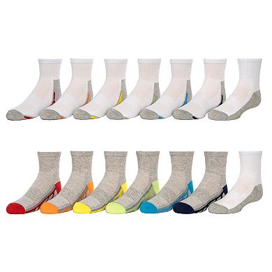 Boys Tek Gear® 12-Pack + 2 Free Bonus Pair Lightweight Performance Quarter-Crew Socks