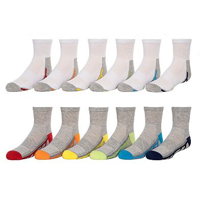 Boys Tek Gear® 12-Pack Lightweight Quarter-Crew Performance Socks