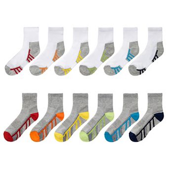 Boys 8-20 Tek Gear® 12-Pack Lightweight Quarter-Crew Performance Socks