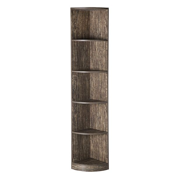 FC Design 5 Tier Corner Bookcase Wooden Display Shelf Storage Rack Multipurpose Shelving Unit