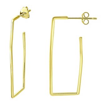 Aleure Precioso Sterling Silver Rectangle Hoop Earrings