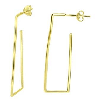 Aleure Precioso Sterling Silver Rectangle Hoop Earrings