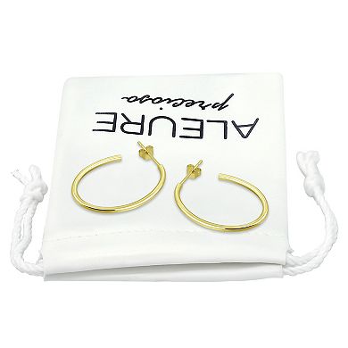 Aleure Precioso Sterling Silver Oval Hoop Earrings