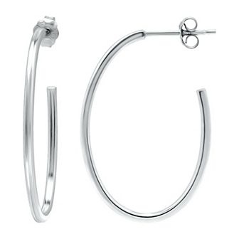 Aleure Precioso Sterling Silver Oval Hoop Earrings