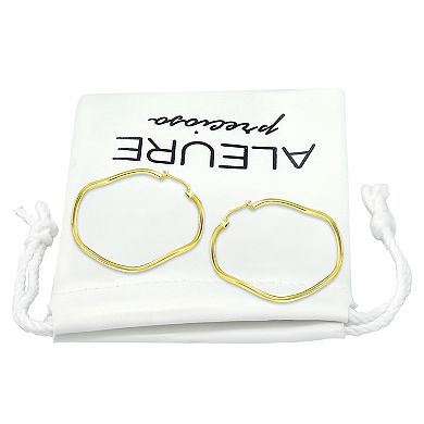 Aleure Precioso Sterling Silver Wavy Hoop Earrings