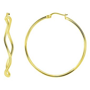 Aleure Precioso Sterling Silver Wavy Hoop Earrings