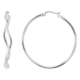Aleure Precioso Sterling Silver Wavy Hoop Earrings