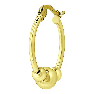 Aleure Precioso Sterling Silver Graduated Beads Hoop Earrings