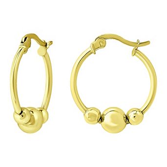 Aleure Precioso Sterling Silver Graduated Beads Hoop Earrings