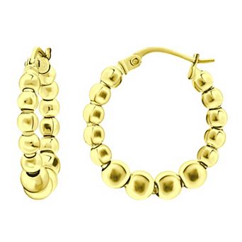 Aleure Precioso Sterling Silver Graduated Bead Hoop Earrings