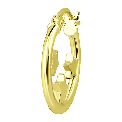 Aleure Precioso Sterling Silver 3 Stars Hoop Earrings