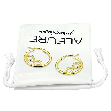 Aleure Precioso Sterling Silver Infinity Sign Center Hoop Earrings