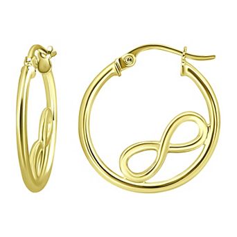 Aleure Precioso Sterling Silver Infinity Sign Center Hoop Earrings