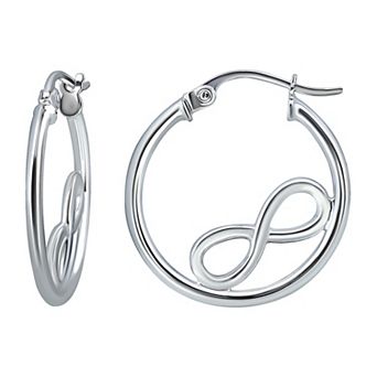 Aleure Precioso Sterling Silver Infinity Sign Center Hoop Earrings